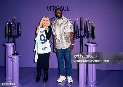 Donatella Versace Romelu Lukaku of FC Internazionale pose for 